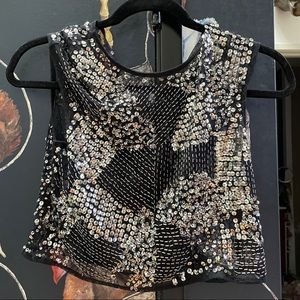 ZARA Sequined + Beaded Sheer Top